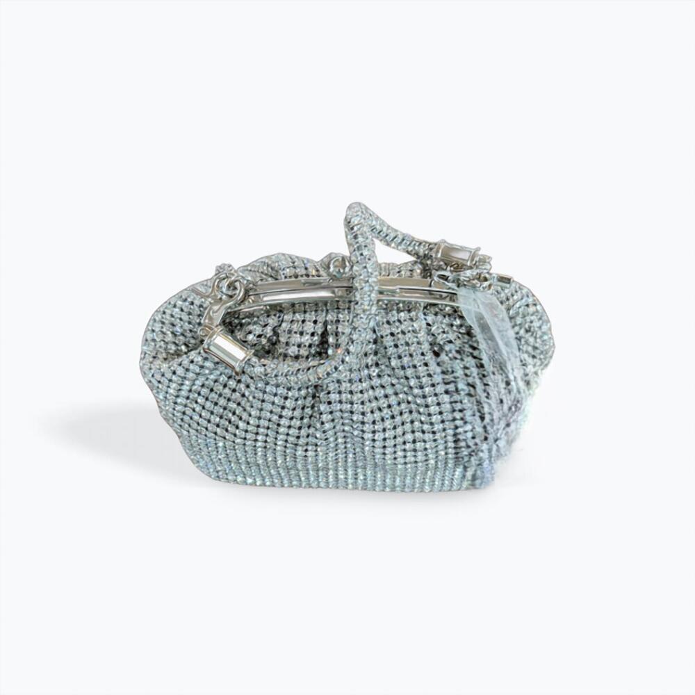 NEW CEJON kiss lock rhinestone bag in silver rhinestone
